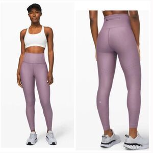 Lululemon In Focus Run Tight Frosted Mulberry Purple High-Rise Leggings Size 8